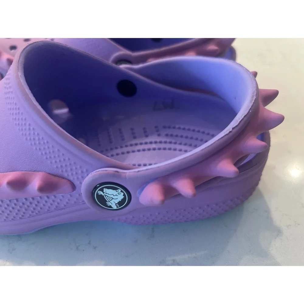 Crocs Clogs Purple Pink Spiked Dinosaur Kids Classic Slip On Shoes J2